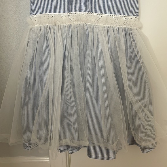 Girls pinstripe tulle dress. Size 7T. - Picture 5 of 5